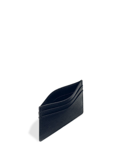 Smythson Panama Calfskin Card Holder In Blue