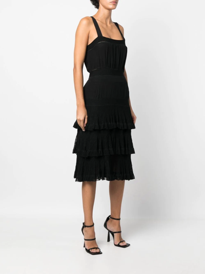 Pre-owned Chanel 2005 Layered Ruffle Dress In Black