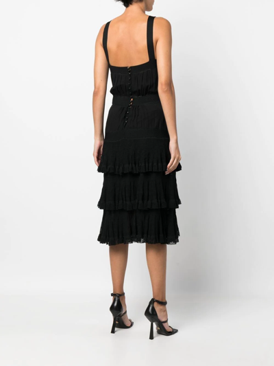 Pre-owned Chanel 2005 Layered Ruffle Dress In Black