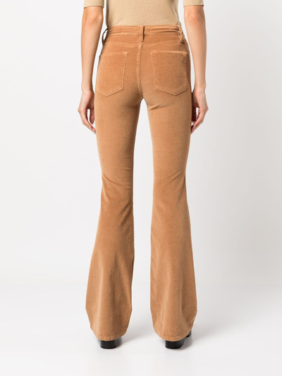 Shop Frame Le High Flare Cord Jeans In Brown