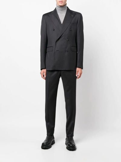 Tagliatore Double-breasted Wool Suit In Grey