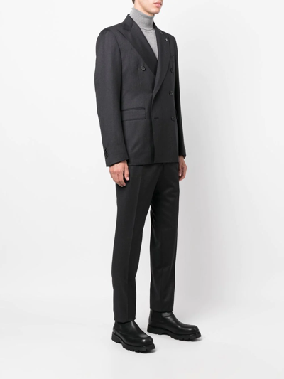 Tagliatore Double-breasted Wool Suit In Grey