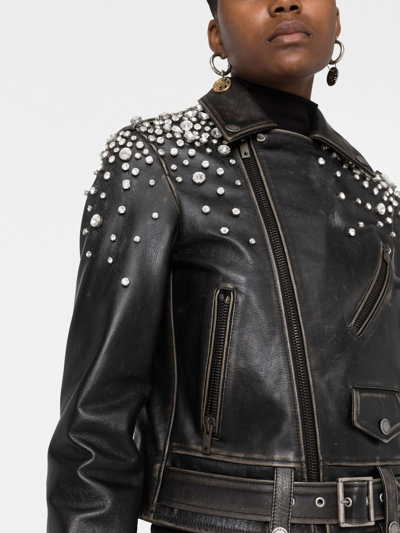 Shop Golden Goose Crystal-embellished Leather Jacket In Black