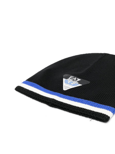 Shop Ea7 Knitted Beanie Hat In Black