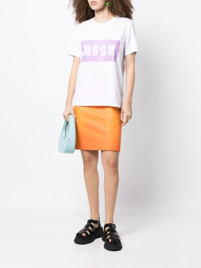 Msgm Logo-print Cotton T-shirt In White