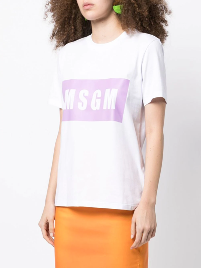 Msgm Logo-print Cotton T-shirt In White