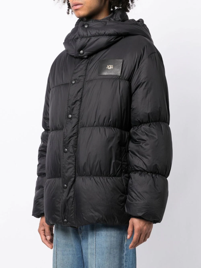 Shop N°21 Logo-patch Hooded Puffer Jacket In Black