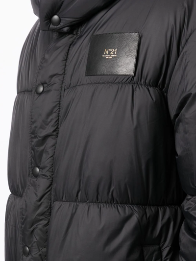 Shop N°21 Logo-patch Hooded Puffer Jacket In Black