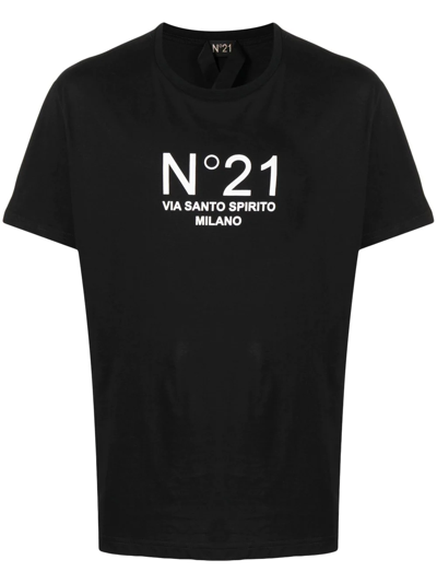 Shop N°21 Chest-logo Crew-neck T-shirt In Black