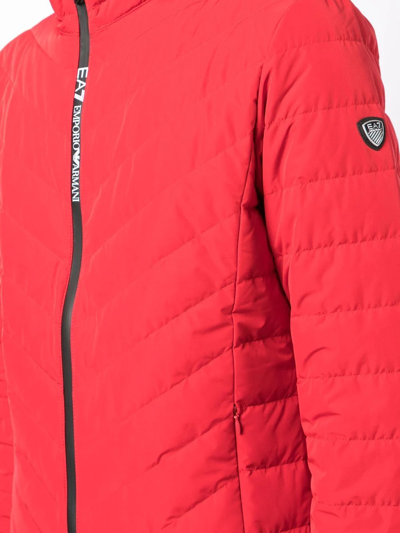Shop Ea7 Zipped-up Padded Jacket In Red