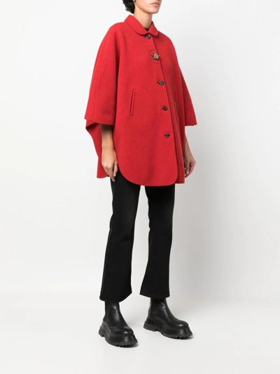 Pre-owned A.n.g.e.l.o. Vintage Cult 1980s Buttoned Curve-shaped Coat In Red