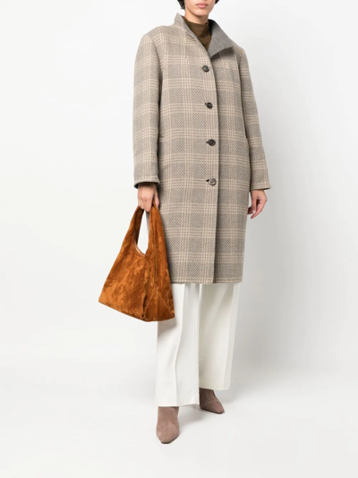 Pre-owned A.n.g.e.l.o. Vintage Cult 1960s Checkered Knee-length Coat In Neutrals
