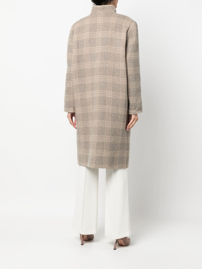 Pre-owned A.n.g.e.l.o. Vintage Cult 1960s Checkered Knee-length Coat In Neutrals