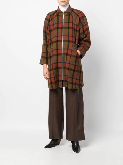 Pre-owned A.n.g.e.l.o. Vintage Cult 1980s Checkered Thigh-length Coat In Orange