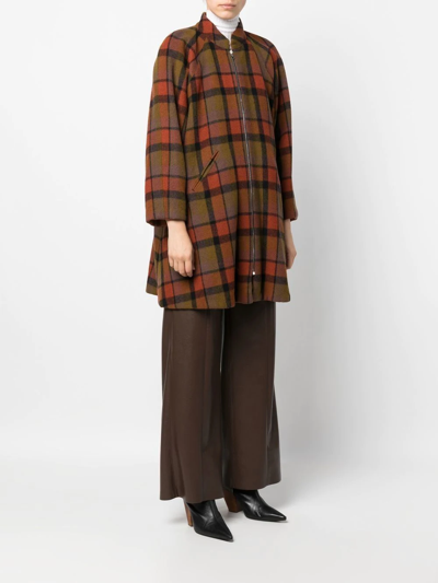 Pre-owned A.n.g.e.l.o. Vintage Cult 1980s Checkered Thigh-length Coat In Orange