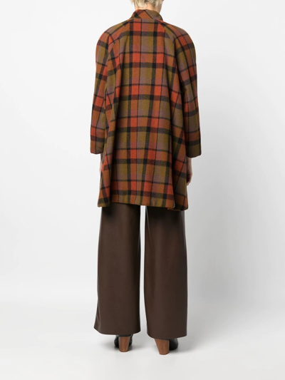 Pre-owned A.n.g.e.l.o. Vintage Cult 1980s Checkered Thigh-length Coat In Orange