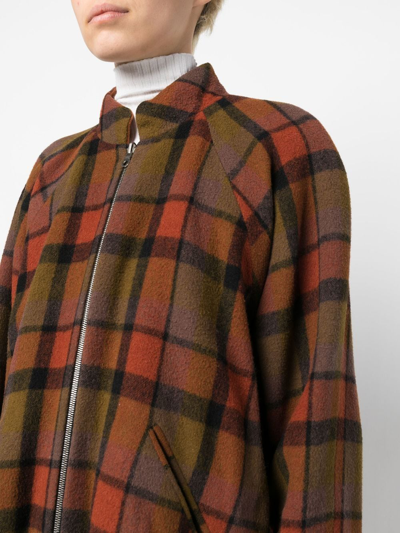 Pre-owned A.n.g.e.l.o. Vintage Cult 1980s Checkered Thigh-length Coat In Orange