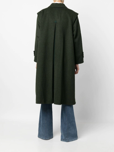 Pre-owned A.n.g.e.l.o. Vintage Cult 1970s Box Pleat Detail Knee-length Coat In Green