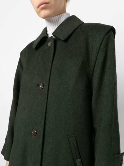 Pre-owned A.n.g.e.l.o. Vintage Cult 1970s Box Pleat Detail Knee-length Coat In Green