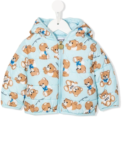 Shop Moschino Teddy Bear-print Padded Jacket In Blue