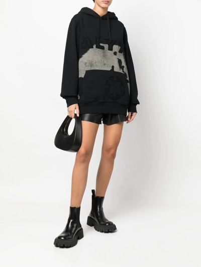 Alyx Logo-embroidered Cow-print Hoodie In Black