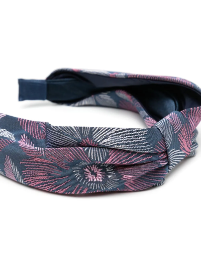 Shop Hucklebones London Knot Embroidered Hairband In Blue
