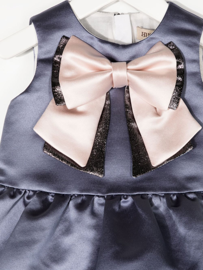 Shop Hucklebones London Satin-finish Bow-detail Dress And Bloomers In Grey