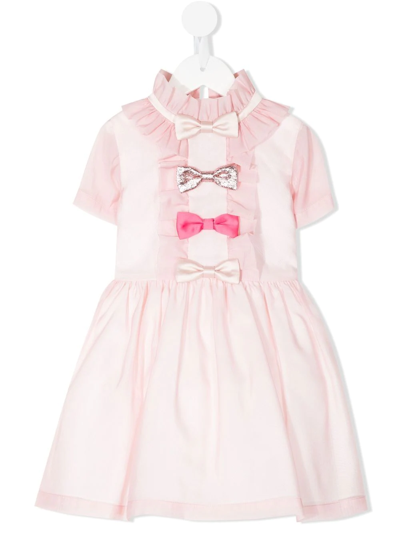 Hucklebones London Bow-detail Short-sleeve Dress In Pink