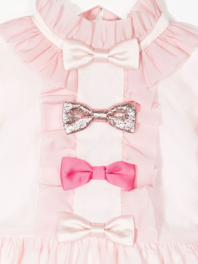 Hucklebones London Bow-detail Short-sleeve Dress In Pink