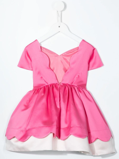 Hucklebones London Scalloped-bodice Short-sleeve Dress In Pink