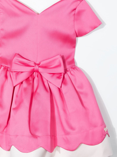 Hucklebones London Scalloped-bodice Short-sleeve Dress In Pink