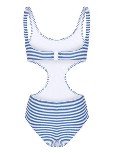 Shop Solid & Striped The Sarah Striped Swimsuit In Blue