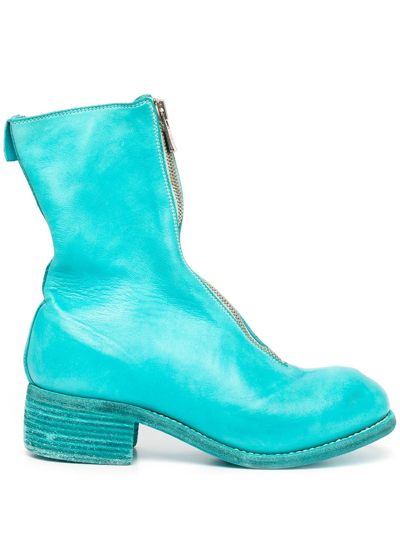 Shop Guidi 50mm Zip-up Ankle Boots In Blue