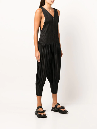 Shop Issey Miyake Plissé-effect Sleeveless Jumpsuit In Black