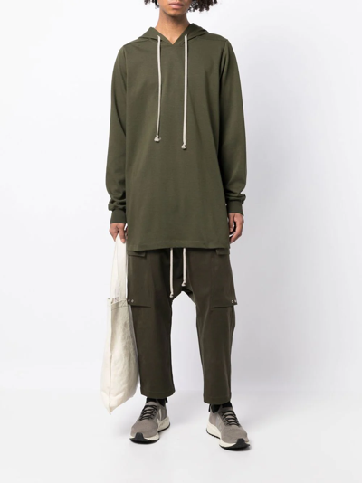Rick Owens Long-length Drawstring Hoodie In Green