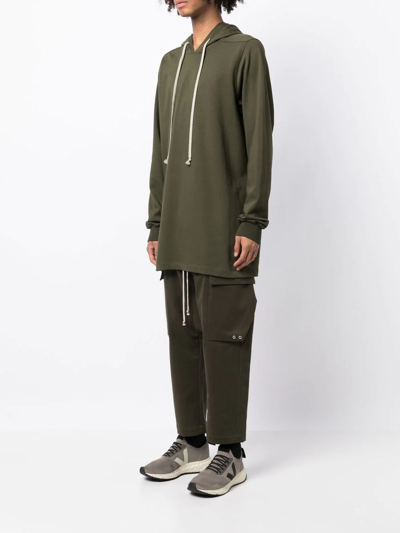 Rick Owens Long-length Drawstring Hoodie In Green