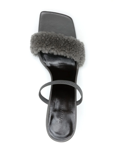 By Far Ada 100 Shearling Strap Sandals In Grey