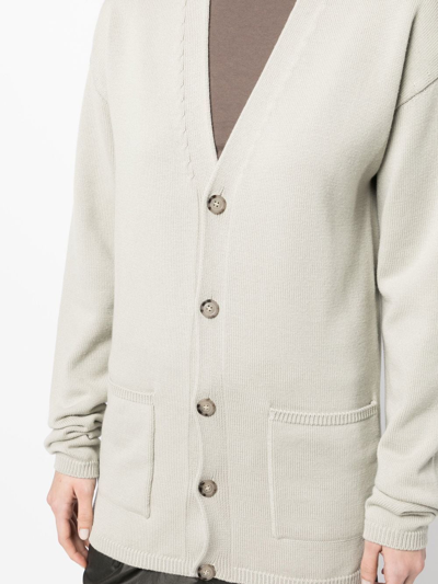 Shop Rick Owens Peter Knitted Cardigan In Neutrals