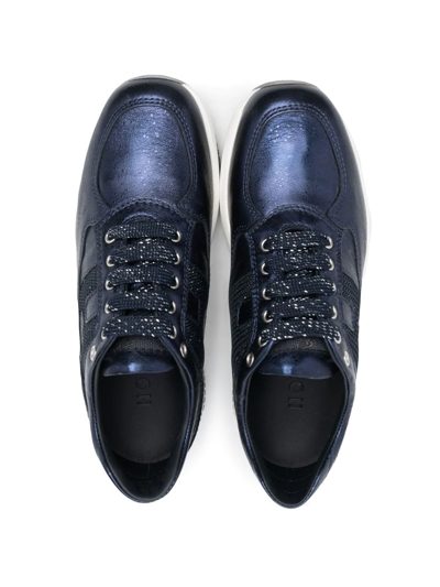 Shop Hogan Metallic-effect Low-top Sneakers In Blue