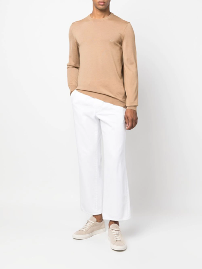 Hugo Boss Pacas-l Logo-embroidered Jumper In Neutrals