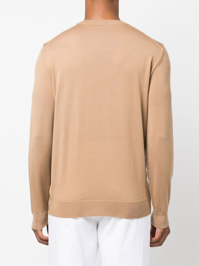 Hugo Boss Pacas-l Logo-embroidered Jumper In Neutrals