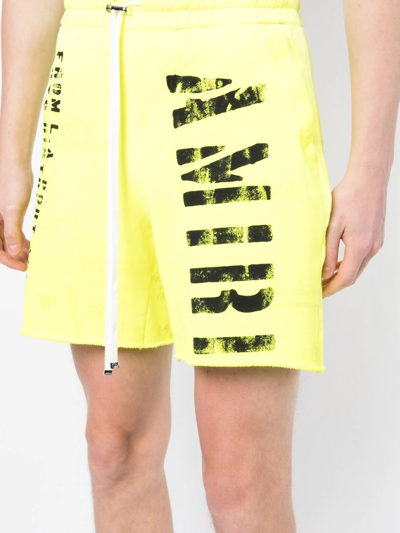 Shop Amiri Logo-print Track Shorts In Yellow
