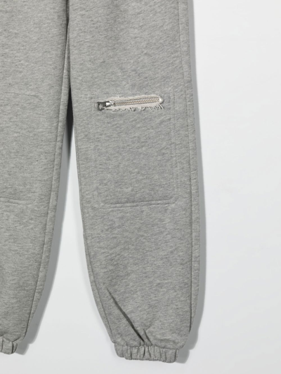 Shop Mm6 Maison Margiela Zip-detail Cotton Track Pants In Grey