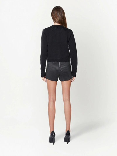 Rta Embroidered Button-down Cardigan In Black