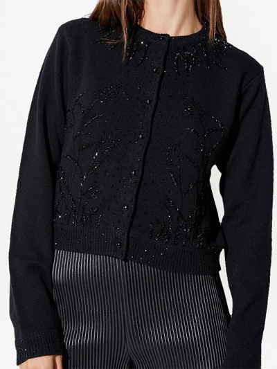 Rta Embroidered Button-down Cardigan In Black