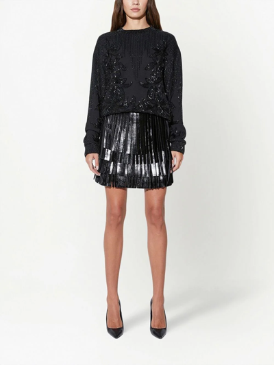 Rta ‘marcela' Leather Fringed Skirt In Black