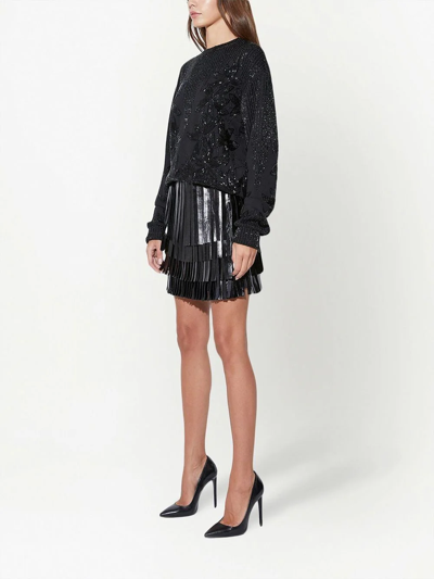 Rta ‘marcela' Leather Fringed Skirt In Black