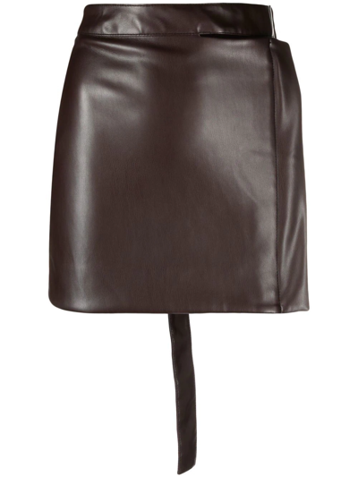 Shop Eckhaus Latta High-waisted Belted Mini Skirt In Brown