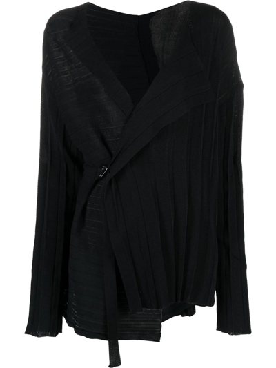 Shop Yohji Yamamoto V-neck Asymmetric Wrap Jumper In Black