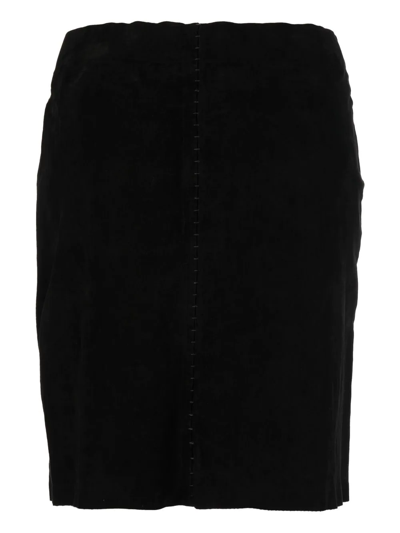 Shop Isaac Sellam Experience Stitch-detail Leather Skirt In Black